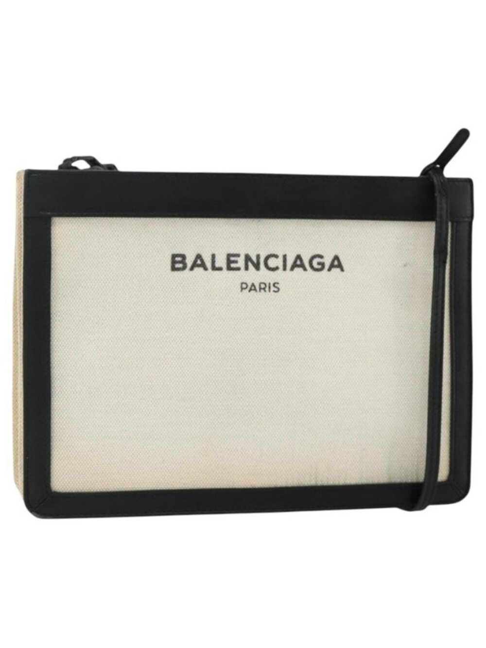 Authentic BALENCIAGA Shoulder Bag Canvas Black White 339937